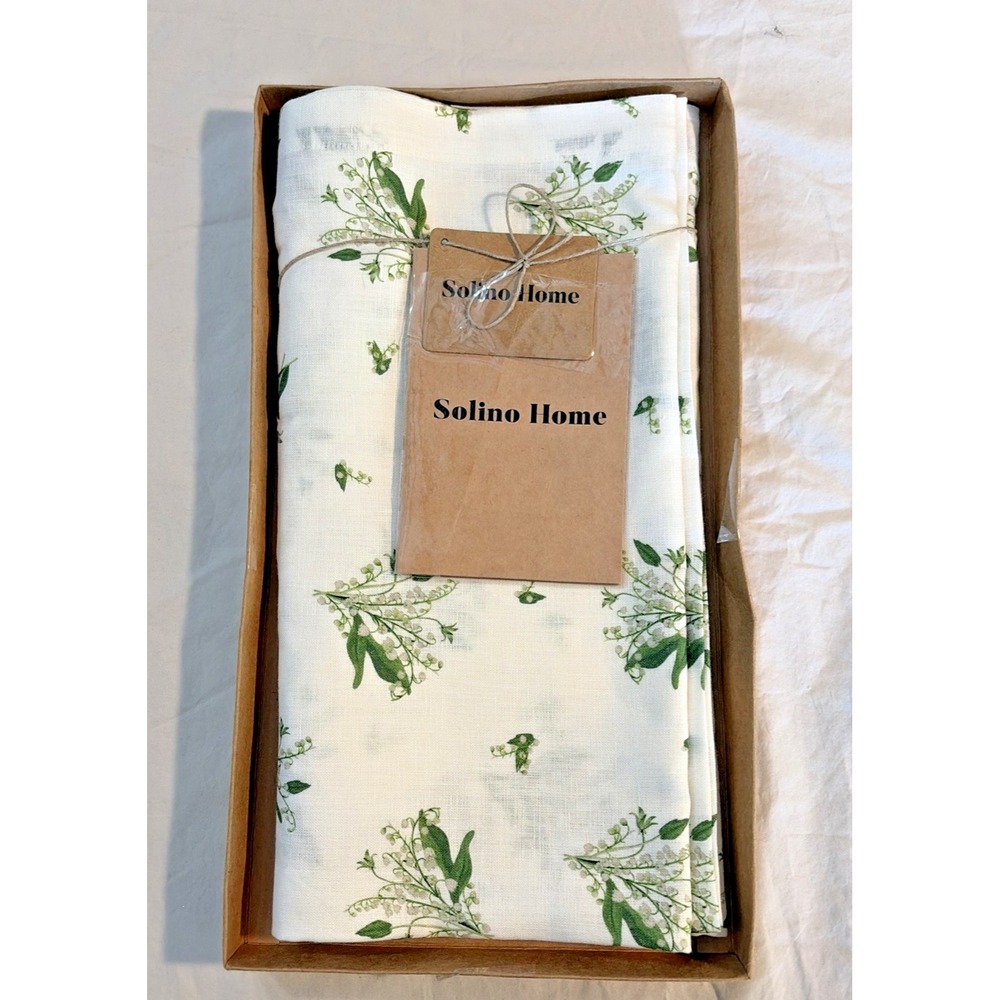 Solino Home 100% Linen Tablecloth / Table Throw 53 x 53 in. Lily of the Valley